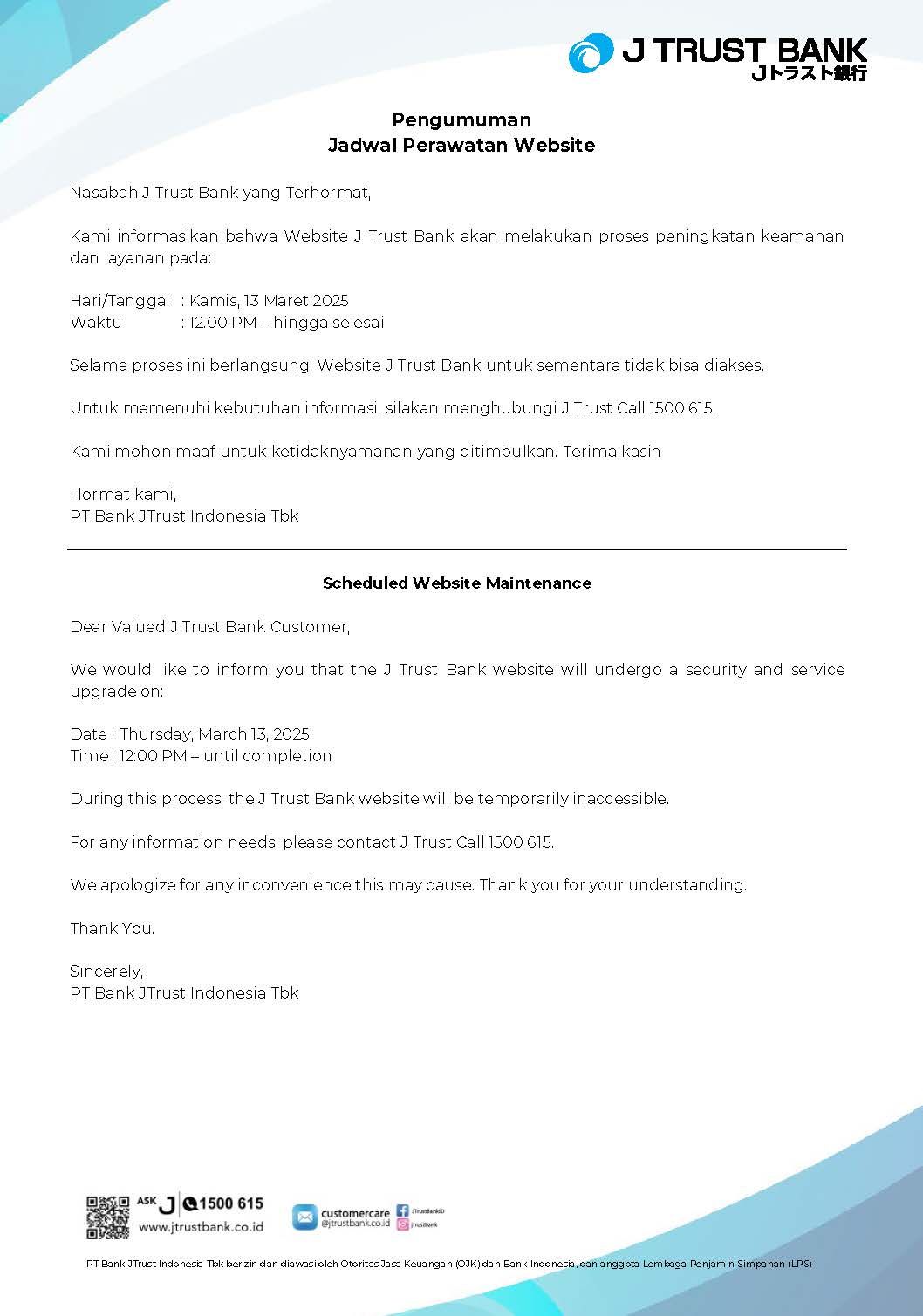 Jadwal Perawatan Website